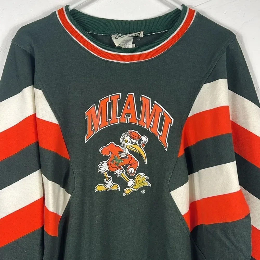 🔥🏈 True Vintage 90’s MIAMI HURRICANES Thick RARE Crewneck Sweatshirt XL - EUC‎